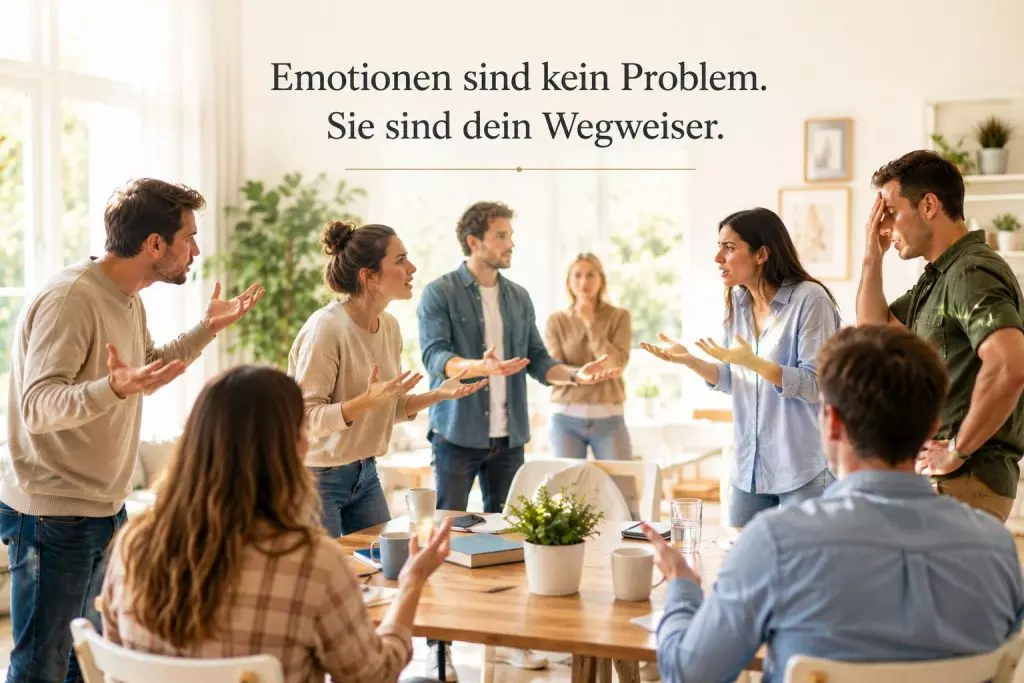 Menschen in emotionaler Diskussion als Symbol dafür, Emotionen bewusst wahrzunehmen